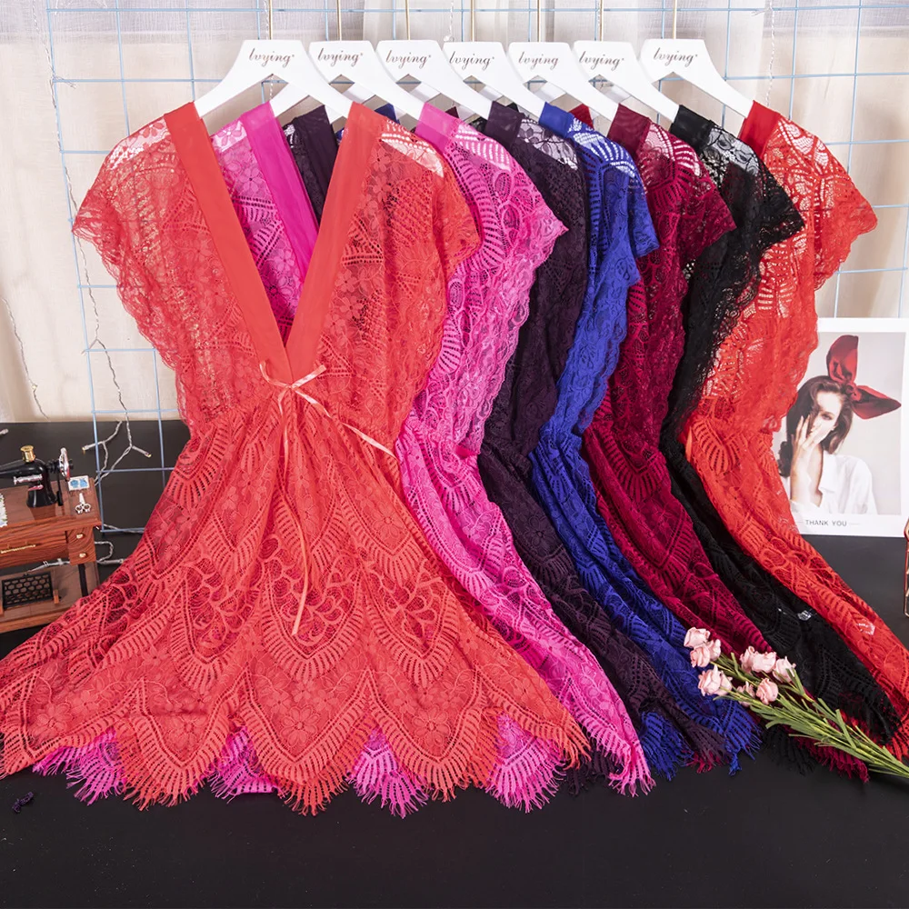 Женская пижама сексуальное кружевное Ночное платье женское нижнее белье с