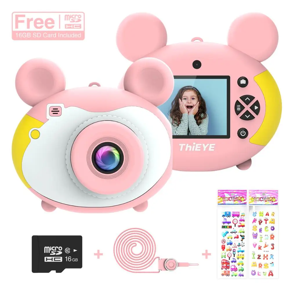 Розовый ThiEYE Kiddy 2 детская мини-камера детские развивающие игрушки для детей подарки подарок на день рождения цифровая камера 1080P проекция - Цвет: Розовый