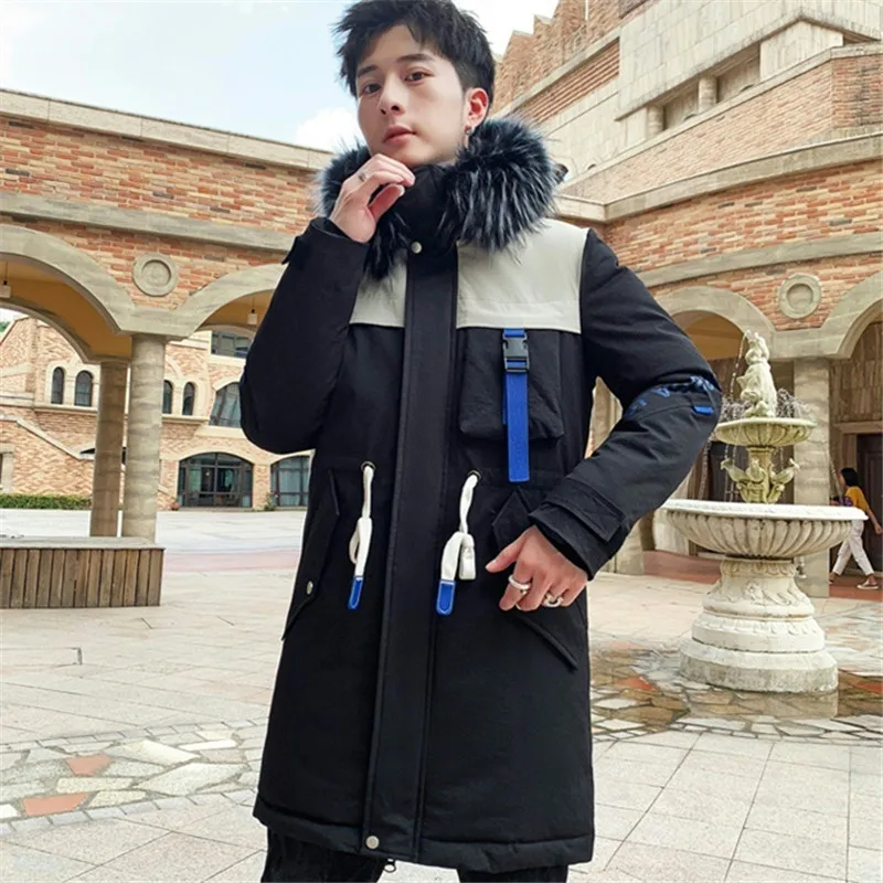 

Winter Men's Korean Printed Mid-length Tooling Parkas Fur Collar Loose Parkas Jacket Winter Jacket Mens Winter Jackets and Coats