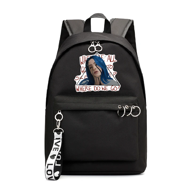 Billie Eilish bag 18 Billie Eilish, школьный рюкзак для девочек, женская сумка для колледжа, сумка для книг, дорожные сумки на плечо, подростковые холщовые рюкзаки, Mochila Escolar - Цвет: Billie Eilish bag 18