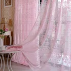 Розовые цветочные вышитые Вязаные кружевные шторы для гостиной карман на окно Тюль занавески для спальни на заказ