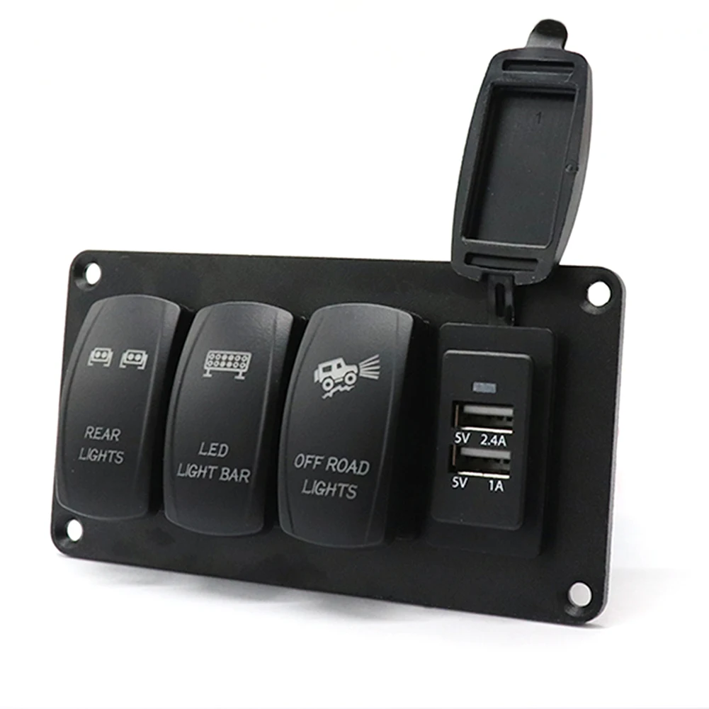 

3-х клавишная панель с синим светодиодом и двойным USB-портом А