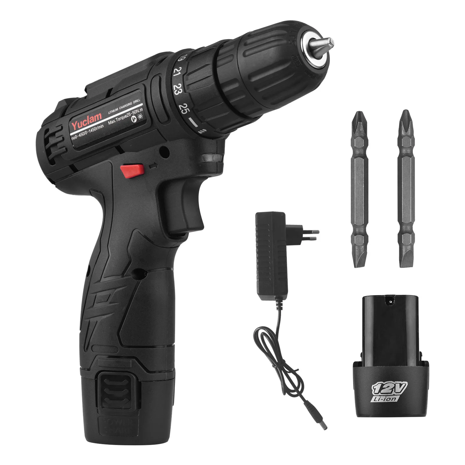 

Беспроводная электрическая отвертка Yuclam, 12 В, электрическая дрель, двухскоростная дрель с крутящим моментом 25 + 1, патрон 3/8 дюйма, драйвер мо...