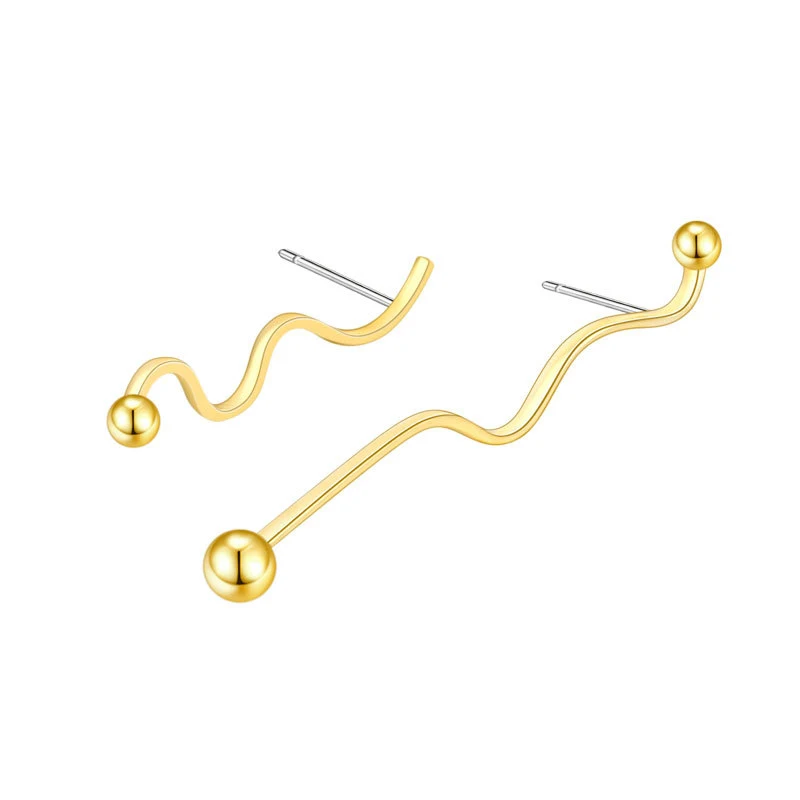 

SIPENGJEL Fashion Asymmetrical Twist Minimalist Simple Line Stud Earrings Gold Color Snake Shape Earrings For Women Jewelry