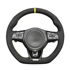 Черный замшевый желтый Маркер DIY, сшитый вручную чехол рулевого колеса автомобиля для Kia Stinger 2017 2018 2019 2020