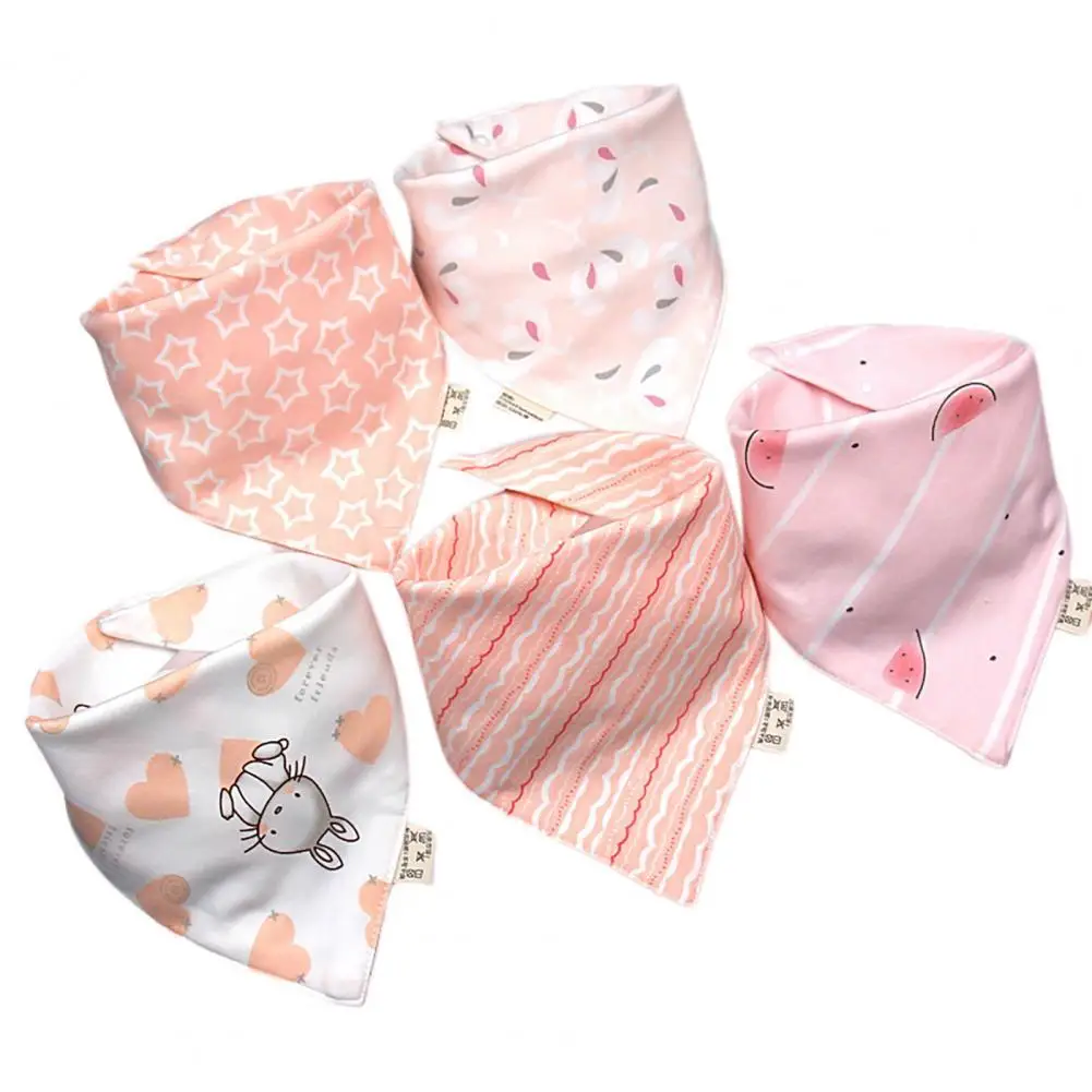 

5Pcs Saliva Towels Cartoon Pattern Water Absorbent Double-layer Baby Bandana Drool Bibs for Infant Accessories Feeding Apron