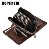 hepidem rfid high quality genuine leather wallet 2020 new front pocket money dollar credit card bill purse for men 2090