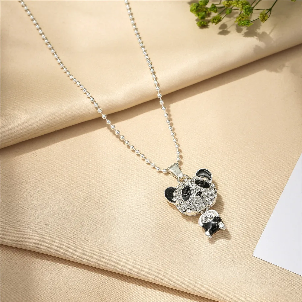 Комплект панды Подвеска из шнека ожерелье нержавеющей стали серебряного цвета