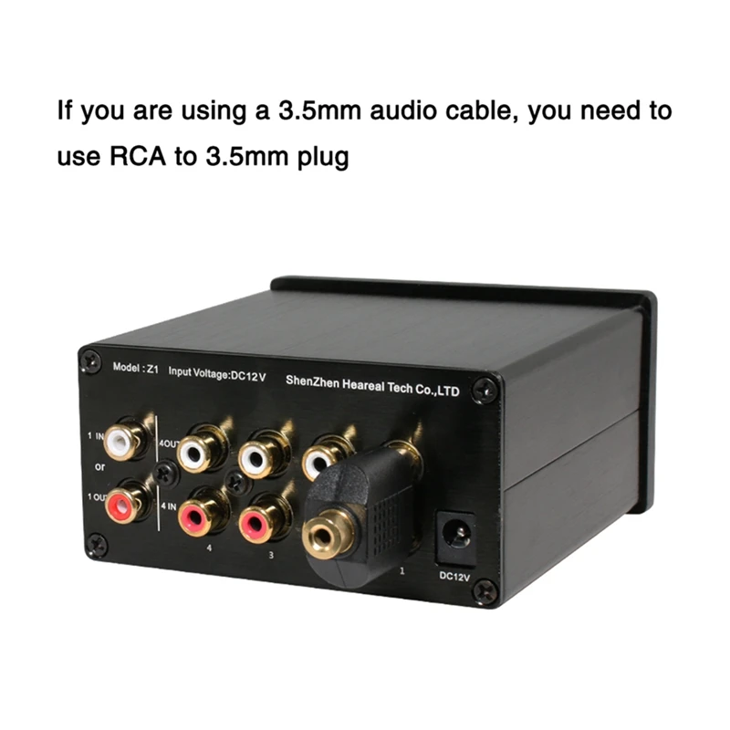 

Heareal Audio Signal Switcher 4 in 1 Out or 1 in 4 Out Converter Hifi Line Selector No Impact and No Loss EU Plug