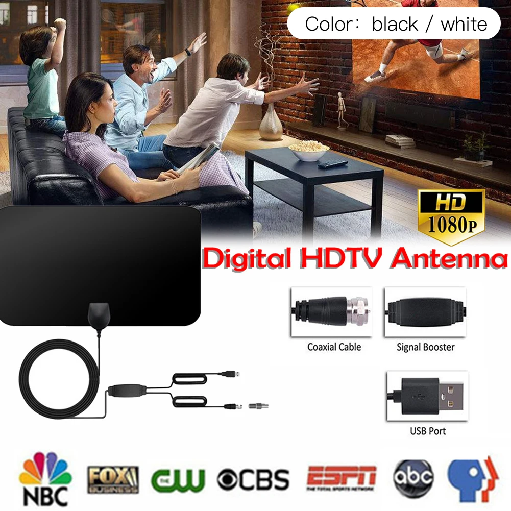 

1080P 80-мильная дальность с двойной усиленный HD ТВ антенна со съемной усилитель сигнала и формирующая листы для кровли 4 м коаксиальный кабель ...