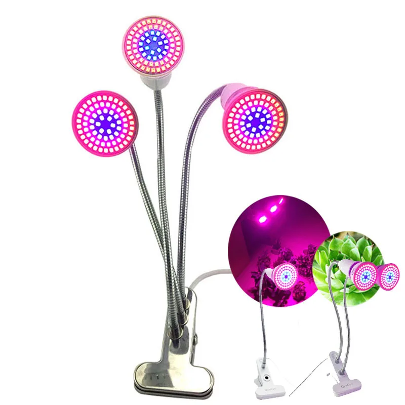 

3-head 72 светодиодный завод цветок растет светильник гидро Крытый Выращивание овощей лампа подставка для овощей E27 для парника growbox роста овощ...