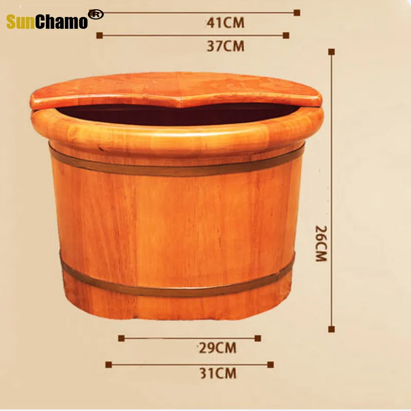 Дубовая ванна для ног бытовая из массива дерева телескопическая взрослых