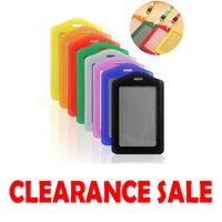 1 pc pu leather id badge case clear color border lanyard holes bank credit card holders id badge holders accessories student