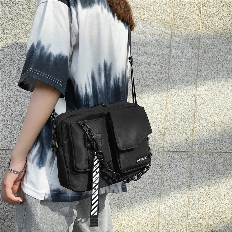 

Водонепроницаемая нейлоновая горизонтальная сумка-почтальонка, простой удобный деловой дорожный мессенджер на плечо для мужчин и женщин