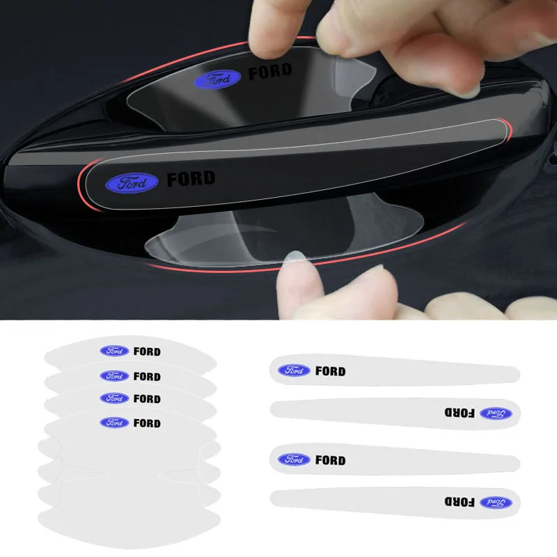 

8Pcs Car Door Sticker Scratches Resistant Cover Auto Handle Protection Film For Ford ST FOCUS 2 3 Mondeo Fiesta Kuga MK2 MK3 MK4