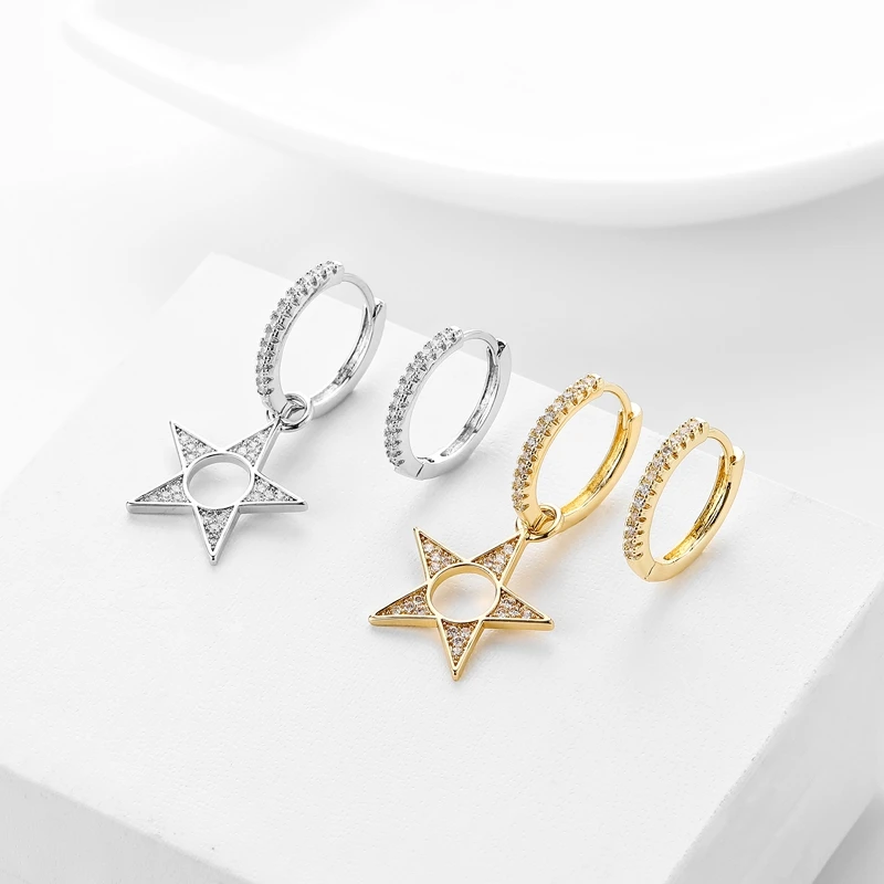 Новые модные серьги кольца SIPENGJEL с полой звездой высококачественные