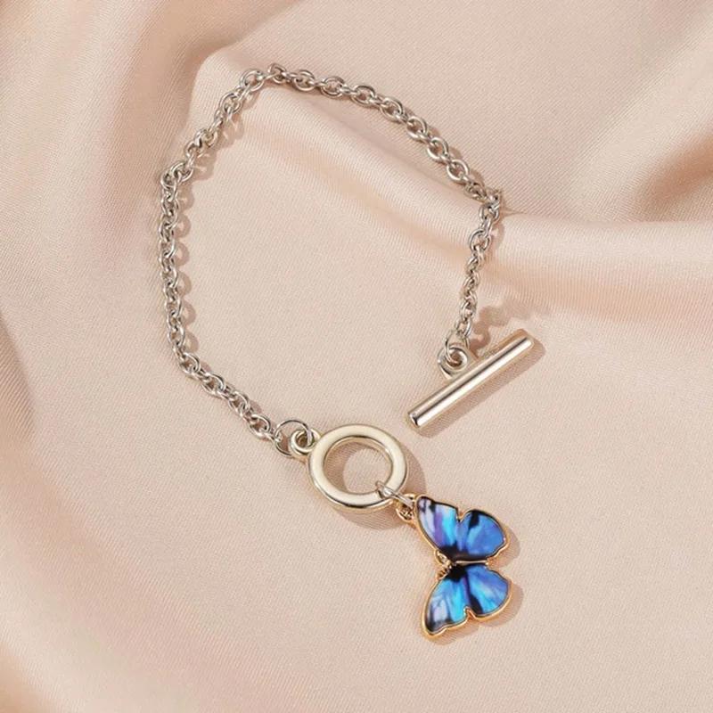 Браслет-цепочка с подвеской Женский широкий геометрический браслет синей