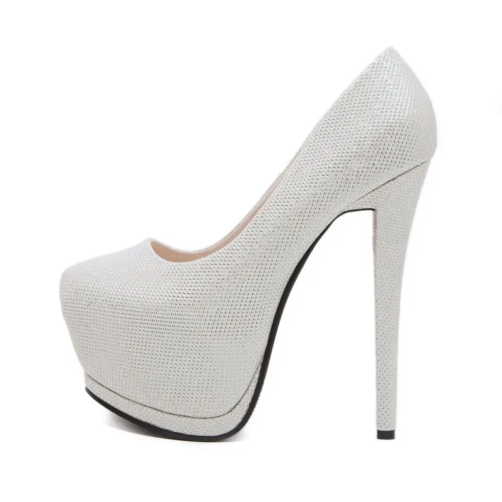 Модные женские туфли лодочки на очень высоком каблуке 16 см белые платформе 6