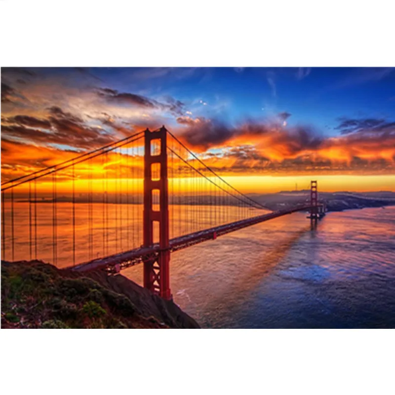 

Diamond Painting Full Square / Round Golden Gate Bridge Daimond Painting Cross Stitch Crystal Mosaic