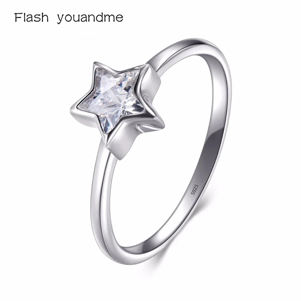 

2021 NEW Cubic Star Zirconia Jewelry Authentic 925 Sterling Silver Star Ring Fashion Simple Rings For Women Elegant Gift