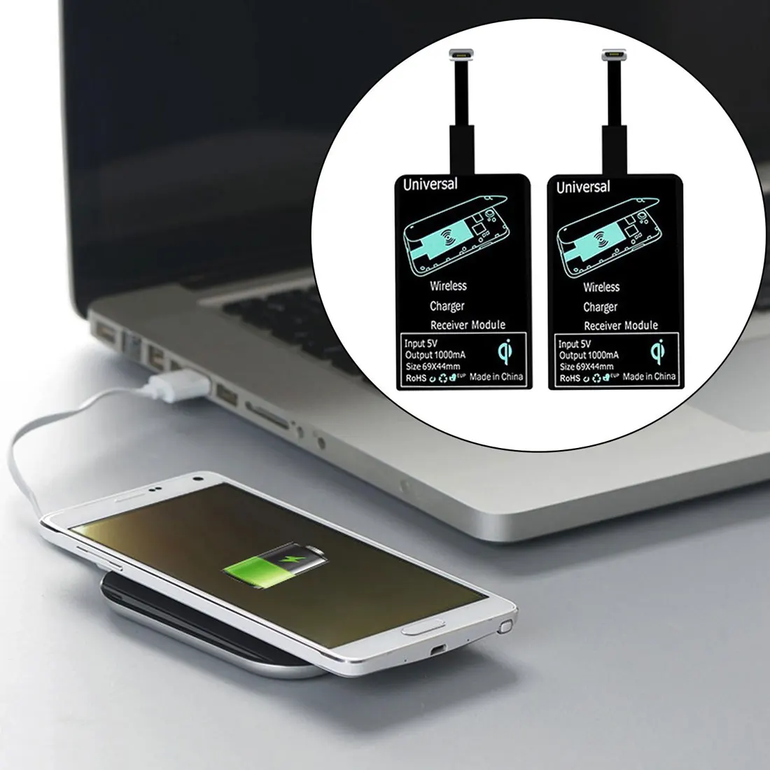 Модный Универсальный Черный QI беспроводной зарядный приемник для Android Micro USB Type c