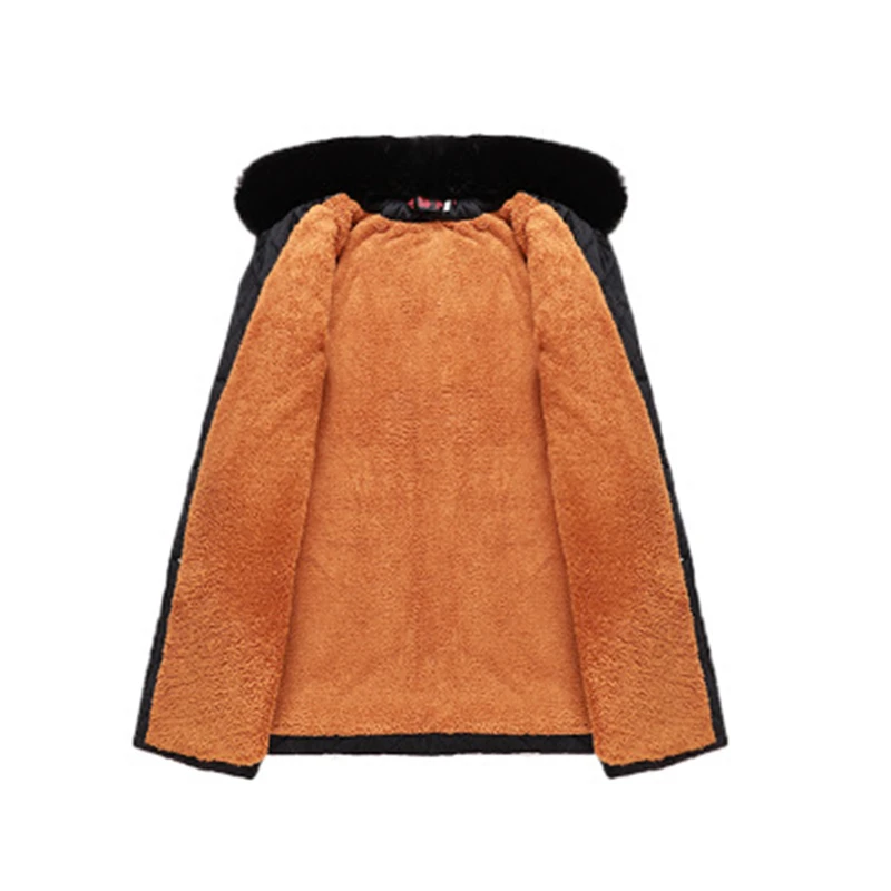 

Mid-Length Cotton-Padded Jacket Women's 2021 Winter New Style Velvet Thick Plus Large Fur Collar Slim Fit Warm Coat Tredy 392