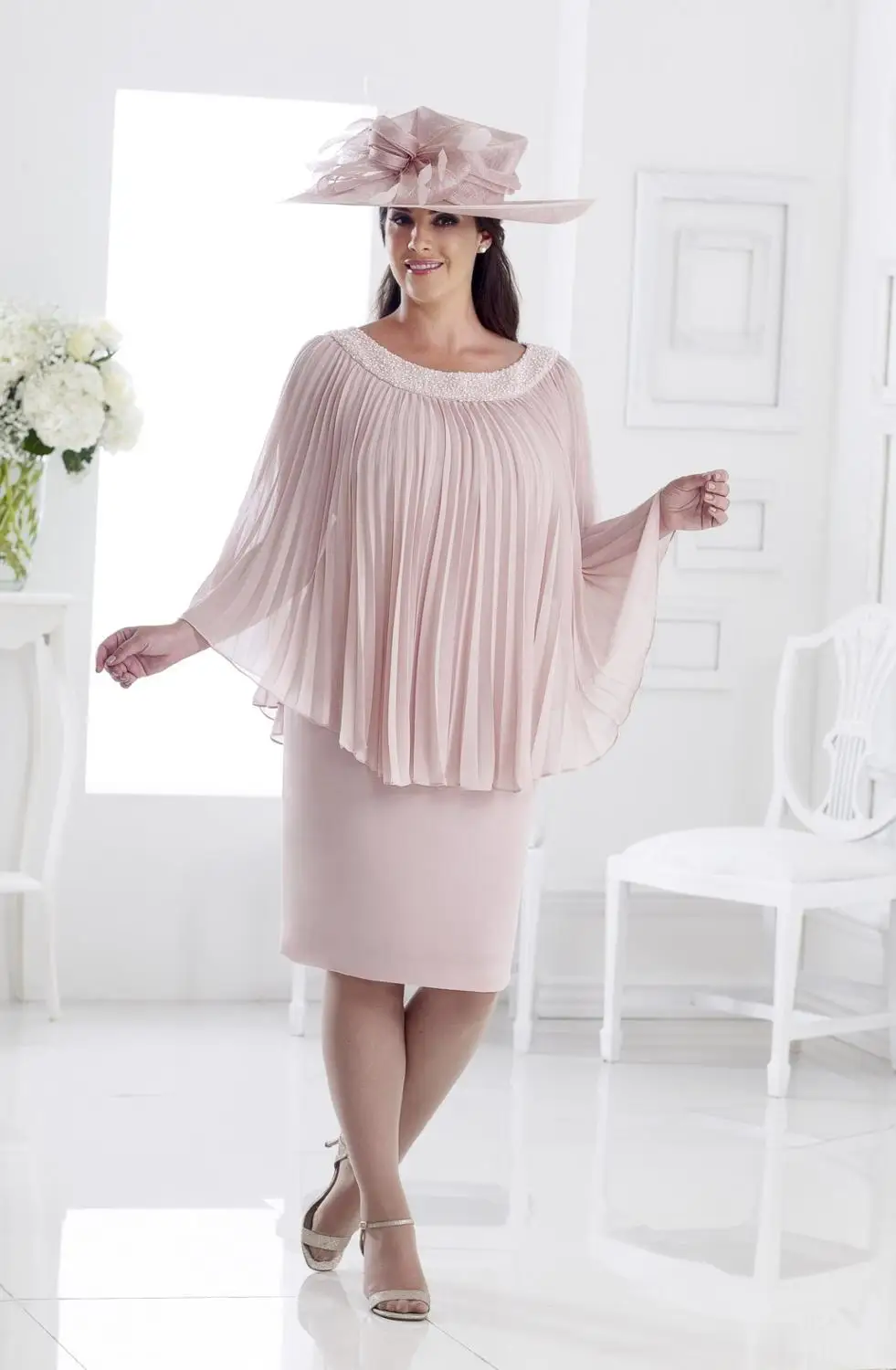 Шикарный Розовый 2019 платья для матери невесты круглый вырез вышитое бисером до