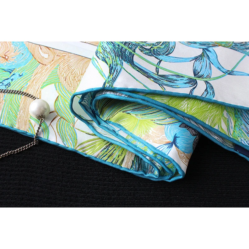 

Luxury 100% Silk Scarf Women Vintage Twill Kerchief Colorful Shawl Hijab Head Neck Headscarf Bandana 35"*35"