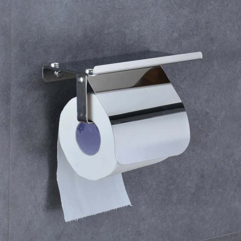 

1pcs Stainless Steel Toilet Paper Holder with Phone Holder Washroom Tissue Box WC Roll Paper Holder