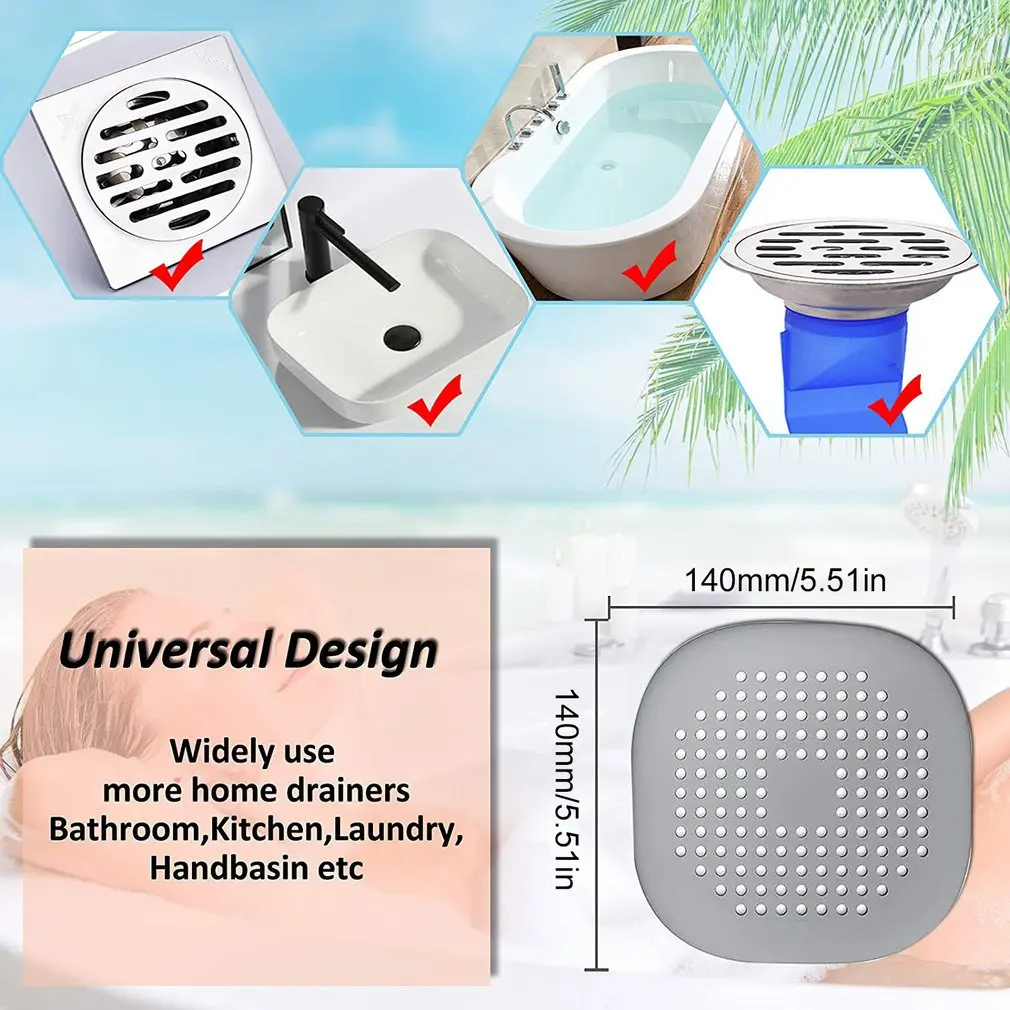 

Kitchen And Bathroom Drainage And Anti-blocking Silicone Floor Drain With Suction Cup Easy To Install For Bathtub