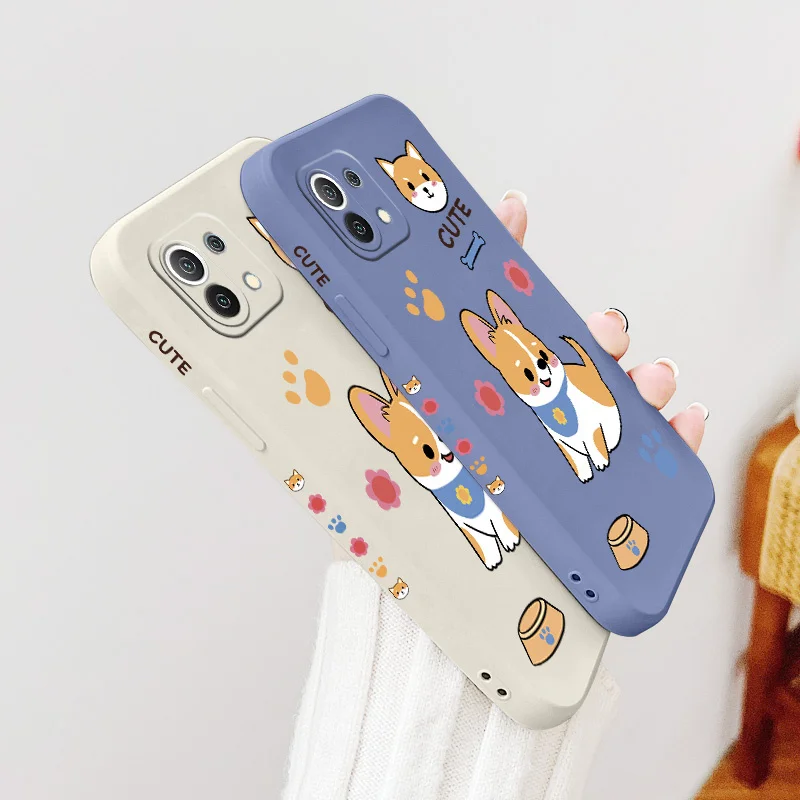 

Corgi Lens Protection Case For Xiaomi Mi 11 11i 10T 9T Soft Liquid Silicone Phone Cover For 10 10S 9 8 Poco F2 X2 F3 Pro Case