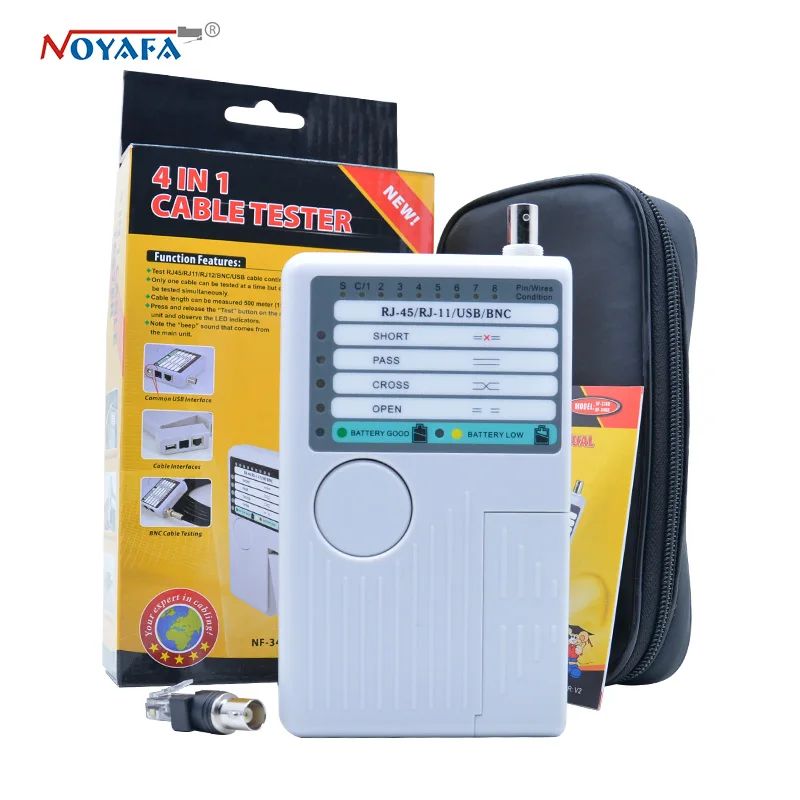 NF 3468 4 в 1 Многофункциональный цифровой RJ11/ RJ45/ BNC/ USB кабель тестер Длина Кабеля