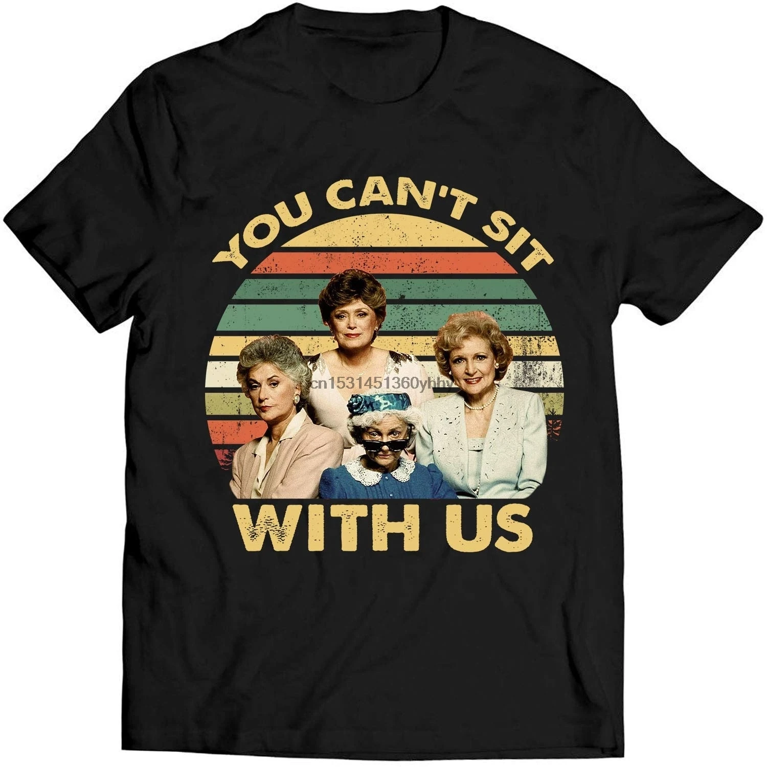 Винтажная футболка с надписью You't Sit with Us изображением золотых девушек и