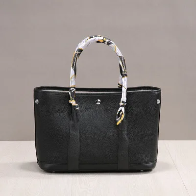 36CM Black Lychee partten, Высококачественная сумка из натуральной кожи, модная большая сумка через плечо и через плечо, вечерние сумки для сада, сумки для покупок - Цвет: 36CM Black