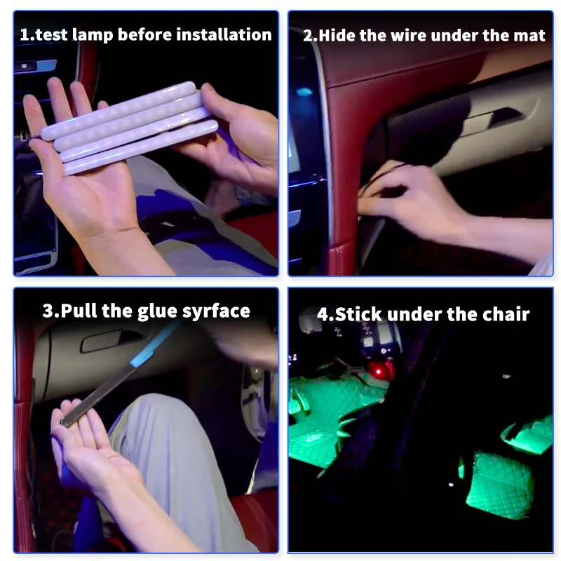 Новые 4 шт. Автоматическая RGB светодиодный полосы света приложение Управление