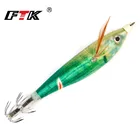 FTK светящаяся приманка для морской рыбалки, жесткая приманка, деревянная креветка, 8 см, 10 г, качели, рыболовный крючок, приспособление, искусственная приманка для джиггинга