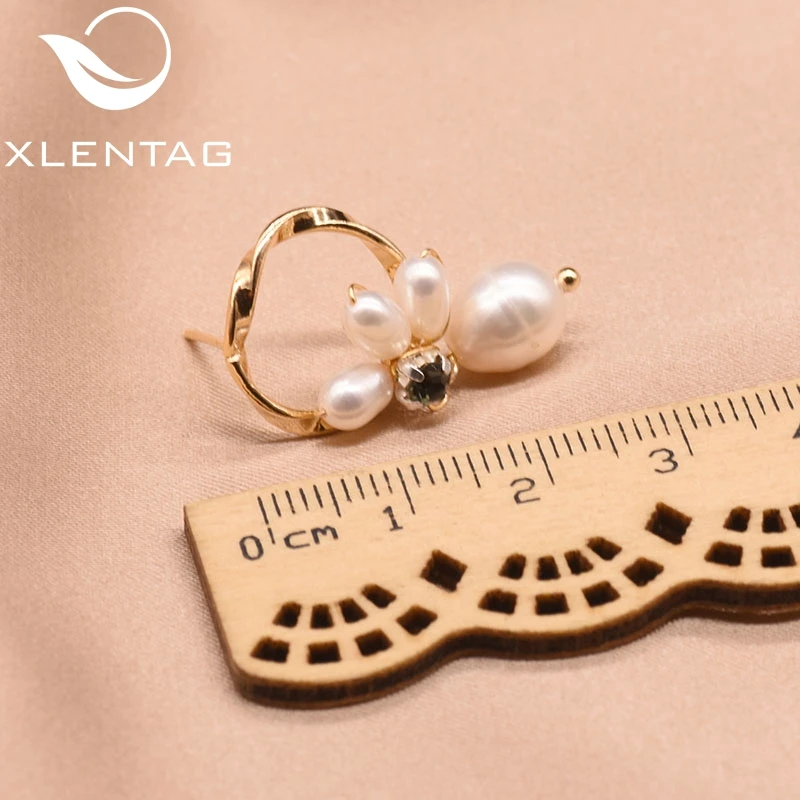 Серьги XlentAg с пресноводным жемчугом женские круглые ювелирные украшения ручной