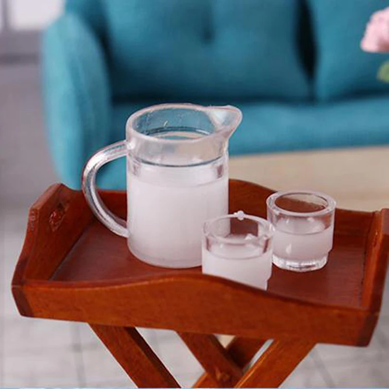 

3Pcs/set 1:12 Dollhouse Miniature Milk Jug Milk Cups Doll Kitchen Accessories