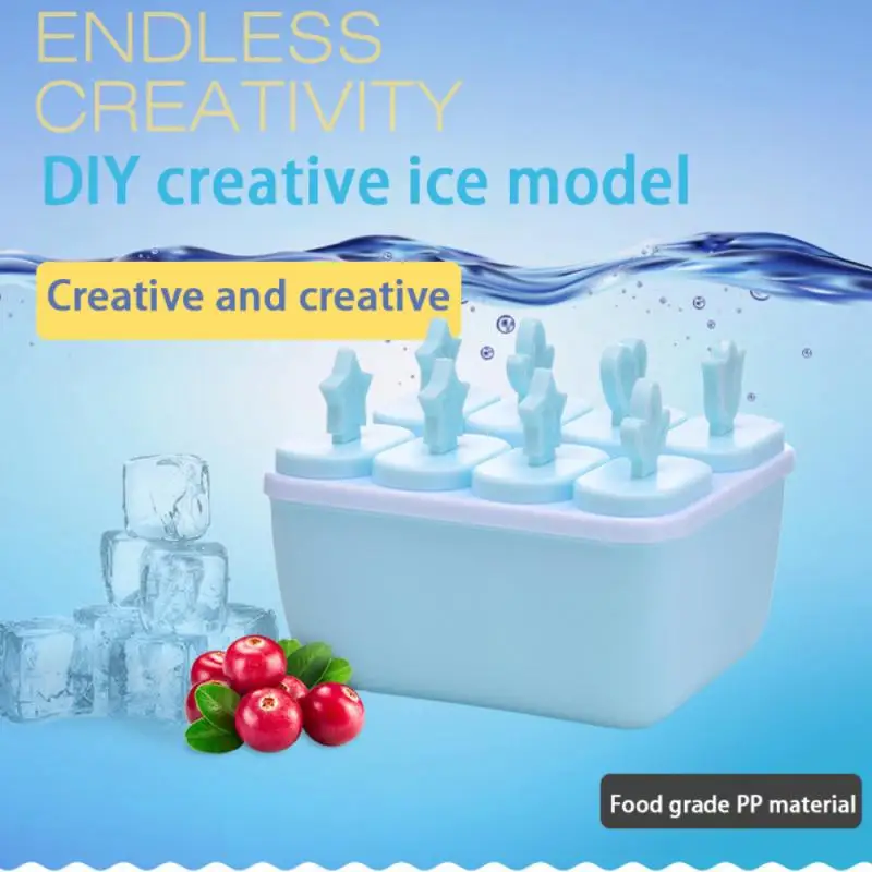 

8 Compartments Creative Home DIY Homemade Ice Mould With Base And Lid Ice-cream Mould Ice Compartment Kitchen Box Set DIY Tools