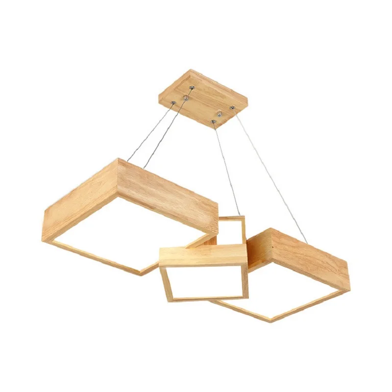 

LukLoy LED Nordic Lighting Pendant Light Wood Hanging Lamp Creative Solid Wood Dining Table Lamp Wood Living Room Light Loft