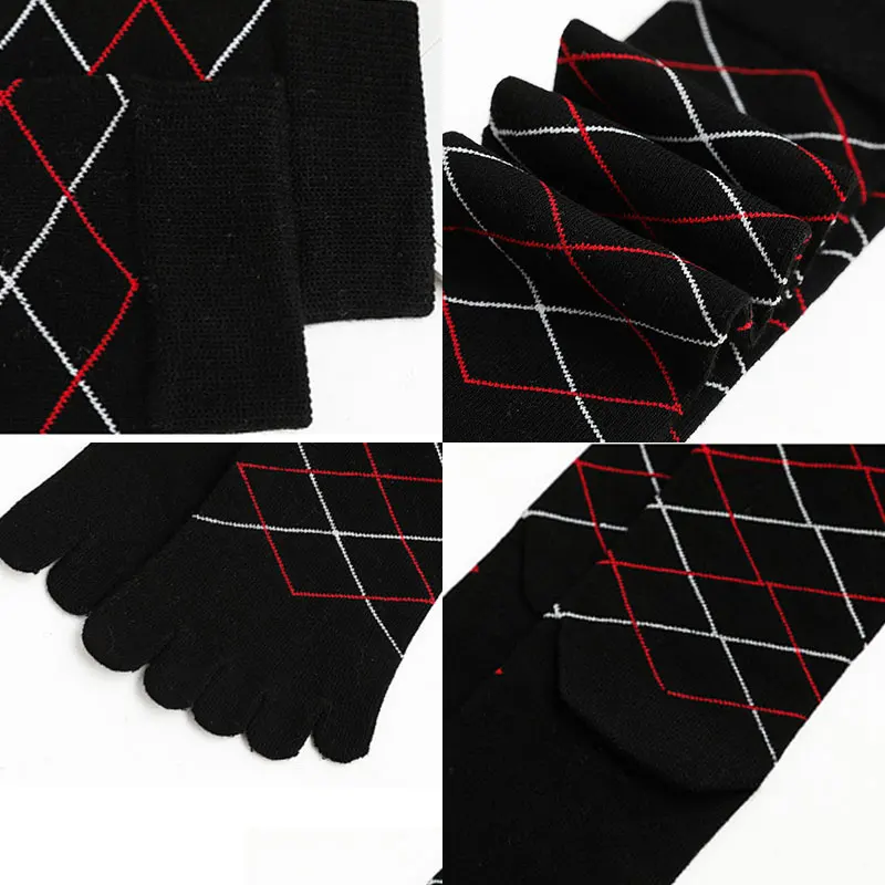 

Men plaid five finger sock Soft Long Tube Socks Casual Breathable Hosiery Toe Socks Cotton Socks Five Fingers Socks Warm winter