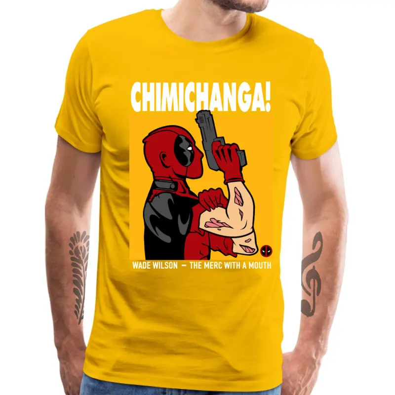 Chimichanga футболки для мужчин Merc Taco Футболка с принтом дедпула забавные герои Marvel