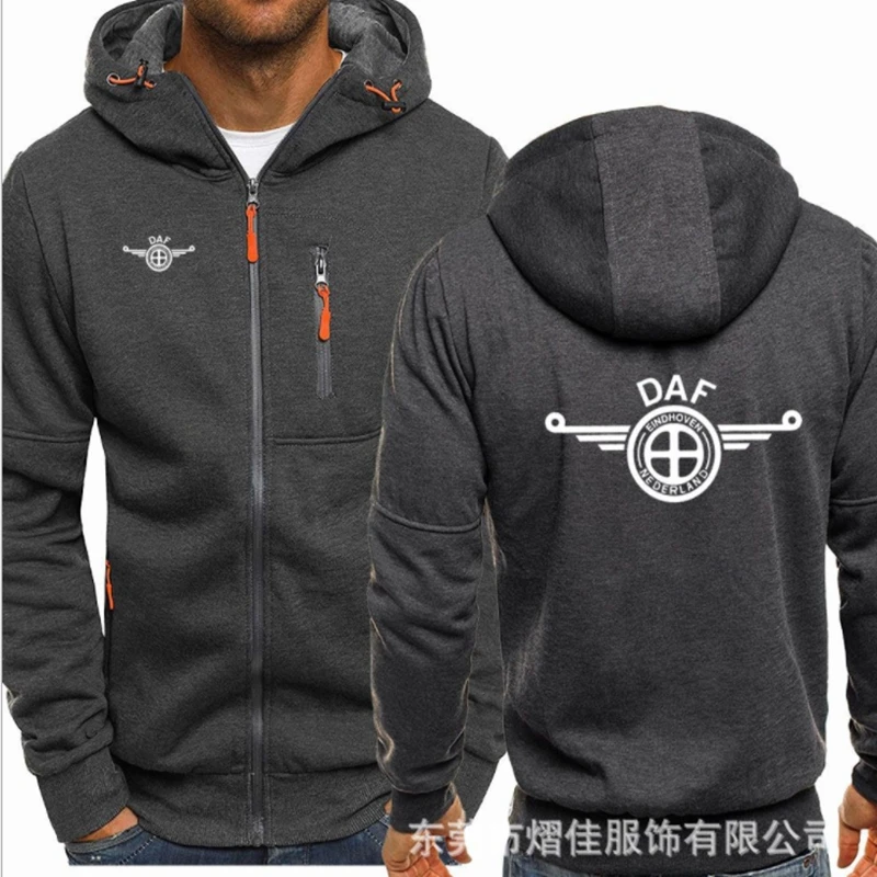 

2021 fashion men's Spring New motorcycle DAF Hoodie cotton casual zipper men's Hoodie