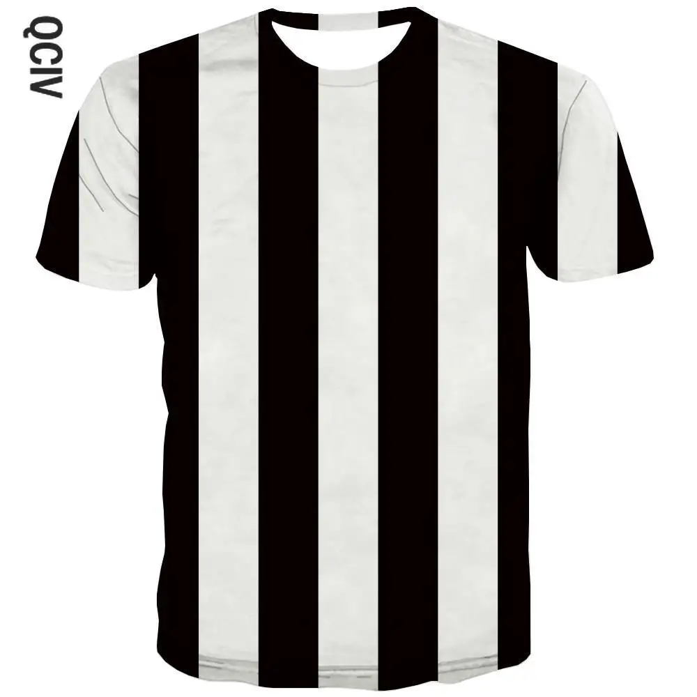 

QCIV Stripe T-shirt Girl Black And White Tshirts Casual Harajuku T-shirts 3d Abstract Tshirt Printed Short Sleeve summer Fashion
