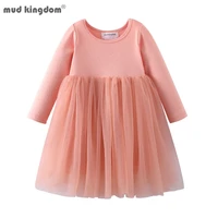 mudkingdom sparkle girl tutu dresses long sleeve plain for girls clothes solid party princess dress kids clothing spring autumn
