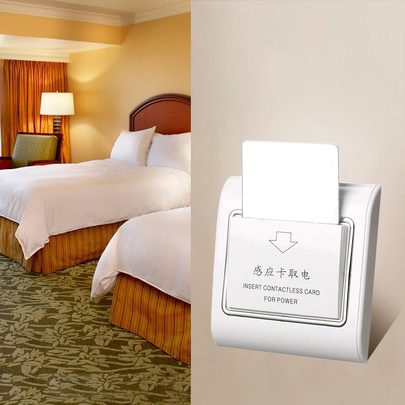 

White Special Design For Star Hotels Motels Luxury Guest Room Energy Saving Wall Switch Key Card Holder Customized Hotel Logo