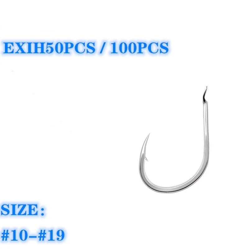 

EXIH-50PCS / 100PCS Lightweight Fishing Hook Silver Flat Ise Hook High Carbon Steel Fishing Hook