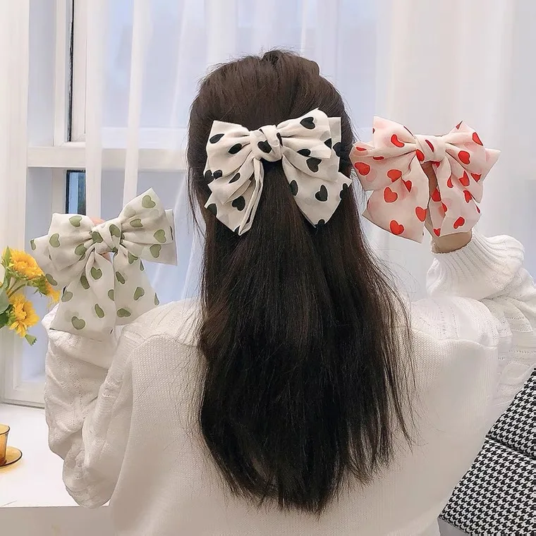 

1PC Oversized Bow Hair Clips For Women 3 Layers Floral Printed Barrettes Elegant Ponytail Holder Hairpins Girls Hair Accessories