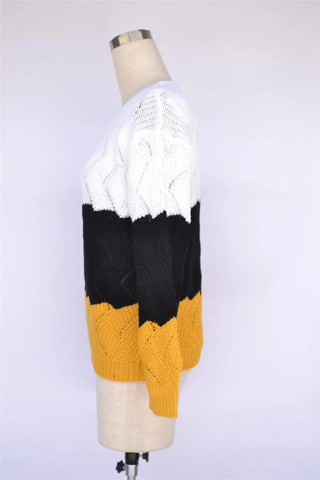 2019 Women Winter Long Sleeve Crewneck Knitted Pullover Sweater Vintage Splice Autumn Ladies Jumper Mit Streifen | Женская одежда