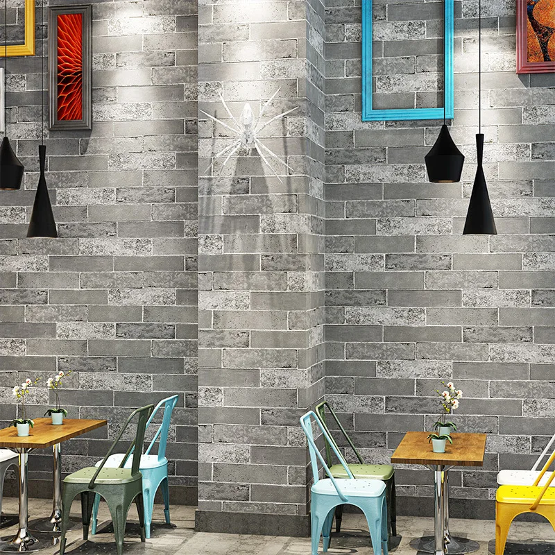 

Китайские винтажные 3D искусственные рулонные обои кирпичная стена пвх ретро кутурная настенная бумага Серый моющийся papel pintado de pared